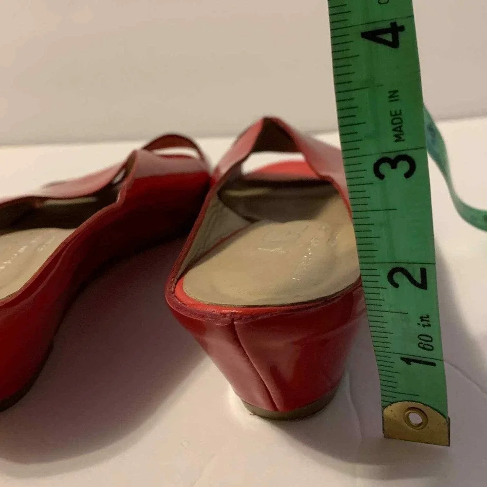 AGL Red Patent‎ Leather Slip On Sandals Open Toe Women's EU Size 38.5